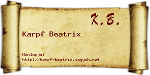 Karpf Beatrix névjegykártya